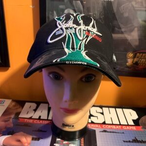 Vintage Y2K NHRA John Force Drag Racing Green Flames Adjustable Hat